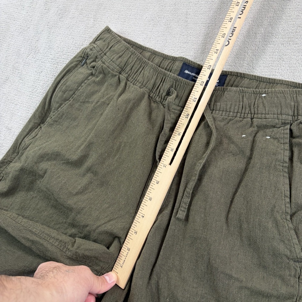 Abercrombie & Fitch Stretch Linen Blend Lounge Pants in Olive Green Men Medium - Picture 8 of 11